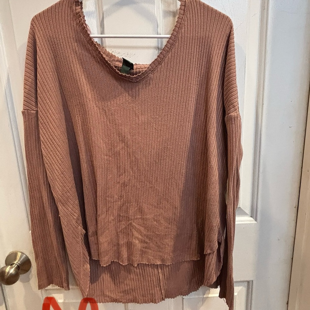 Target Women's Long Sleeve Ribbed Top - Mauve